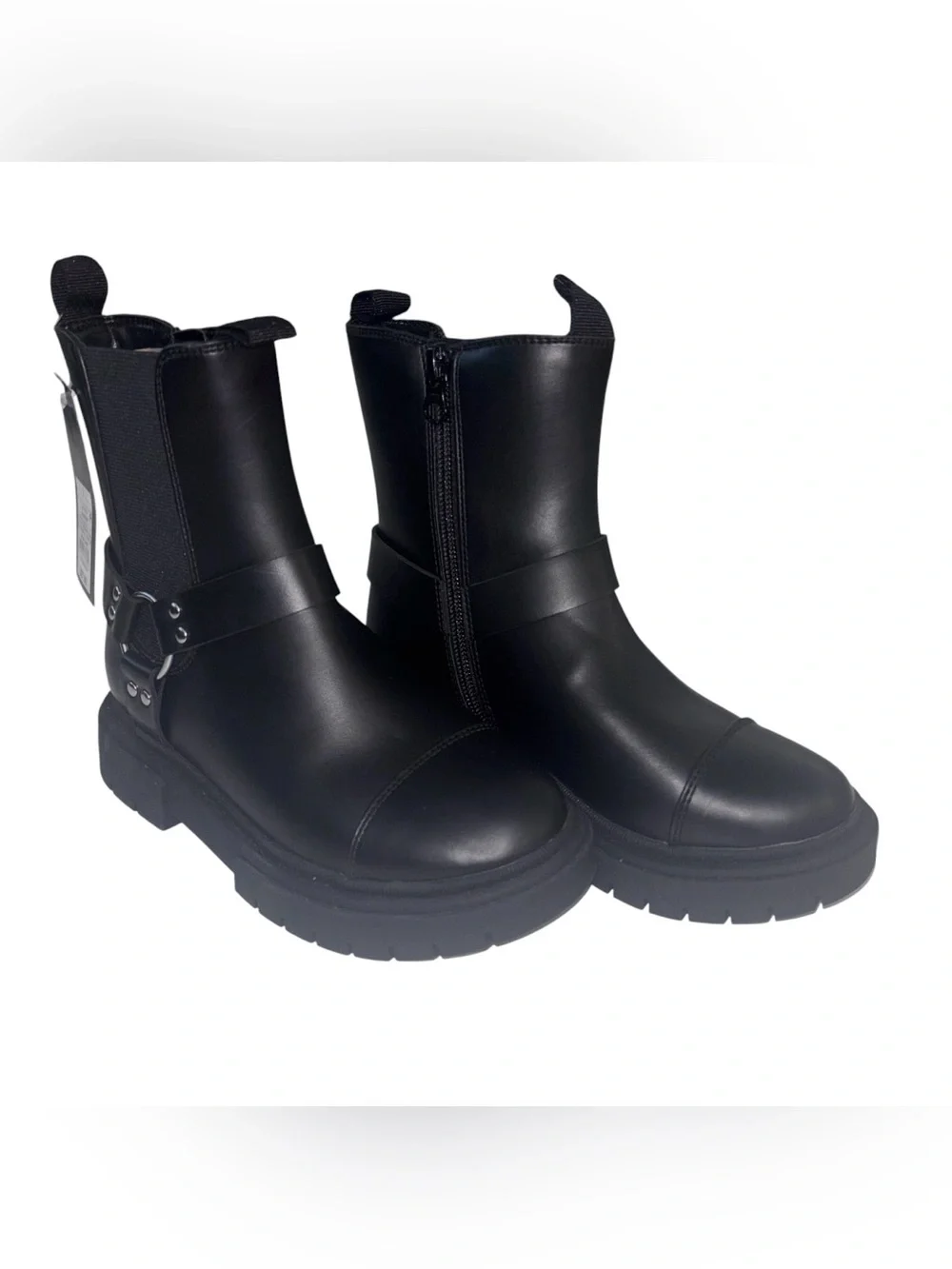 Art Class Black Chunky Crosby Moto Boots with Buckle Strap Girls Size 1